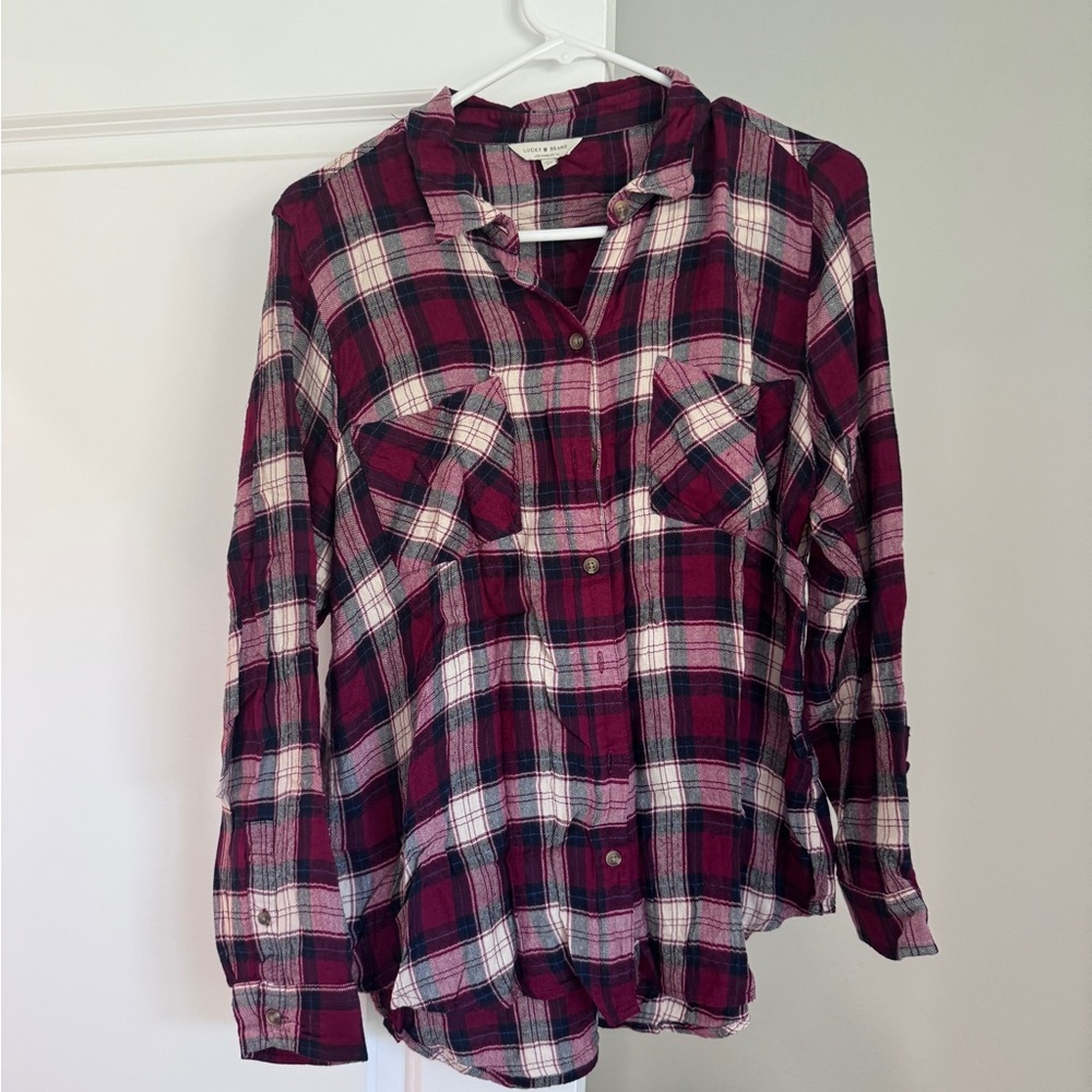 Lucky Brand Red and Blue Plaid Shirt